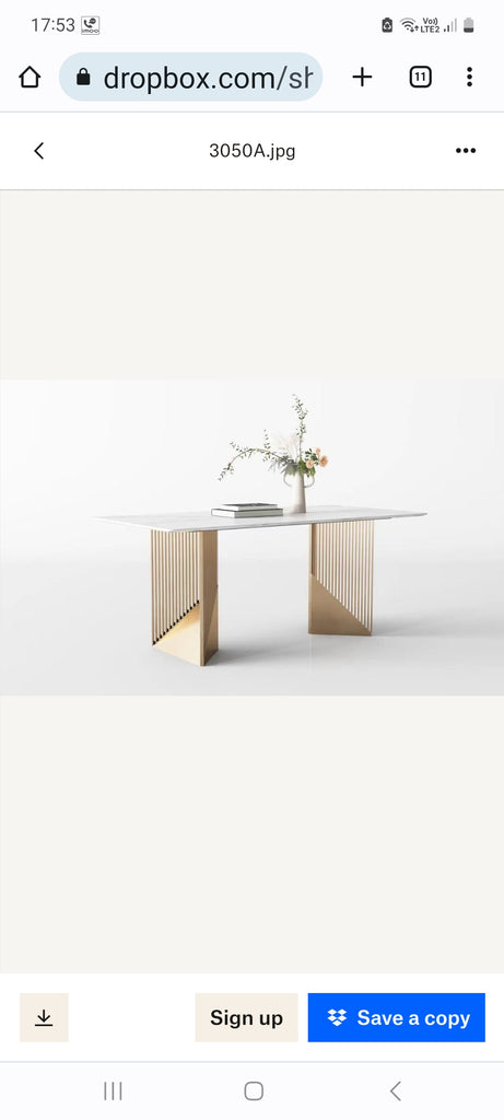 Sarah Champagne Gold/Black Legs Sintered Stone Dining Table - Living Design Furniture