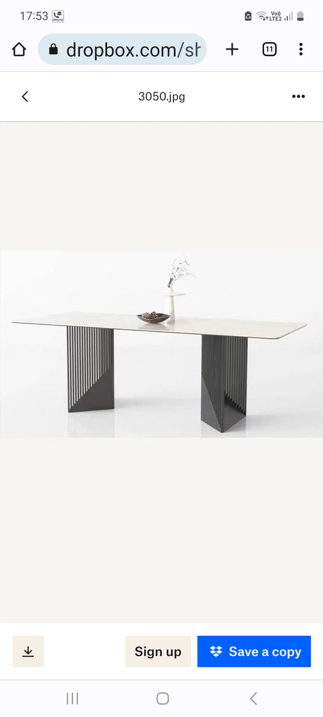 Sarah Champagne Gold/Black Legs Sintered Stone Dining Table - Living Design Furniture