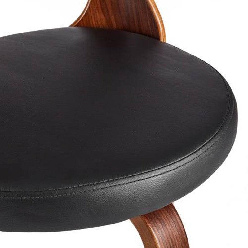 OSLO Swivel Barstool Black Leather with Walnut Leg - Living Design Furniture