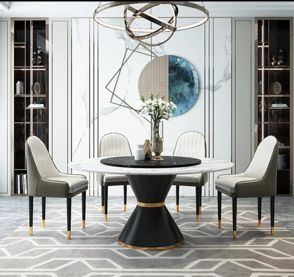 Genoa Round Stone Dining Table - Living Design Furniture