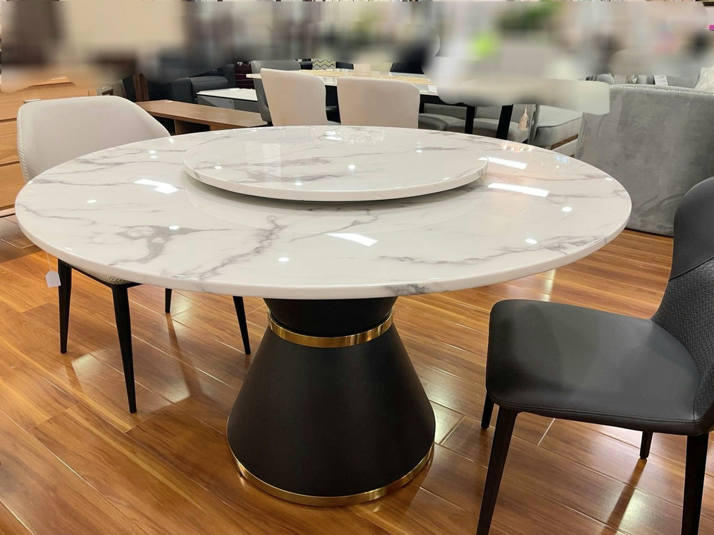 Genoa Round Stone Dining Table - Living Design Furniture