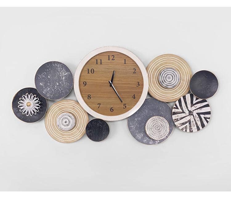 NF15726 Metal Wooden Clock Wall Art - Living Design Furniture