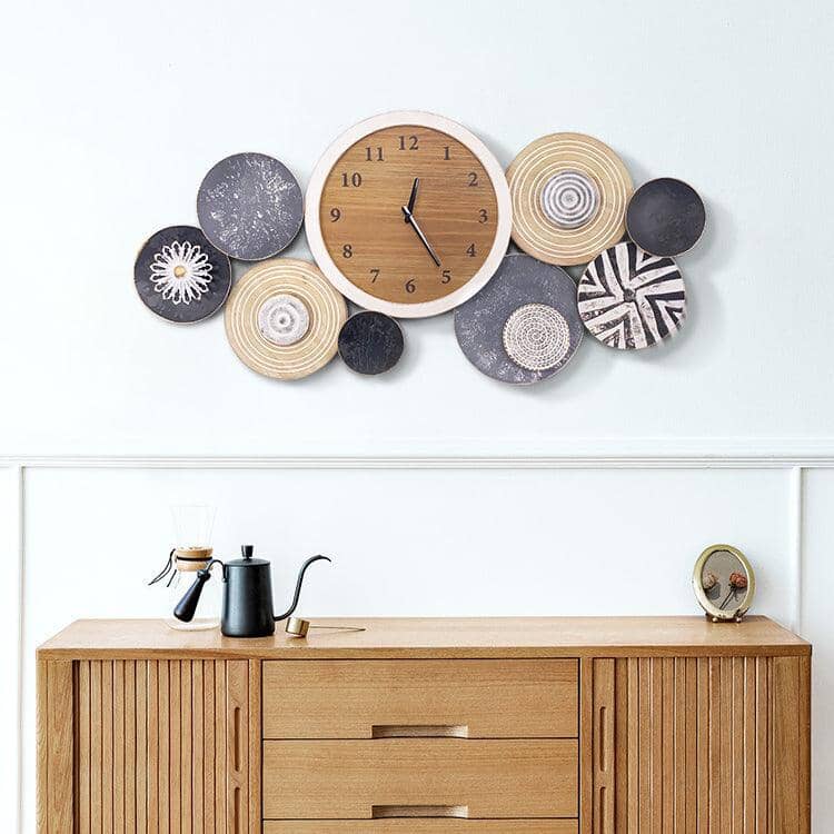 NF15726 Metal Wooden Clock Wall Art - Living Design Furniture